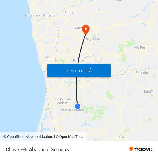 Chave to Abação e Gémeos map