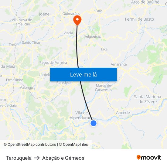 Tarouquela to Abação e Gémeos map