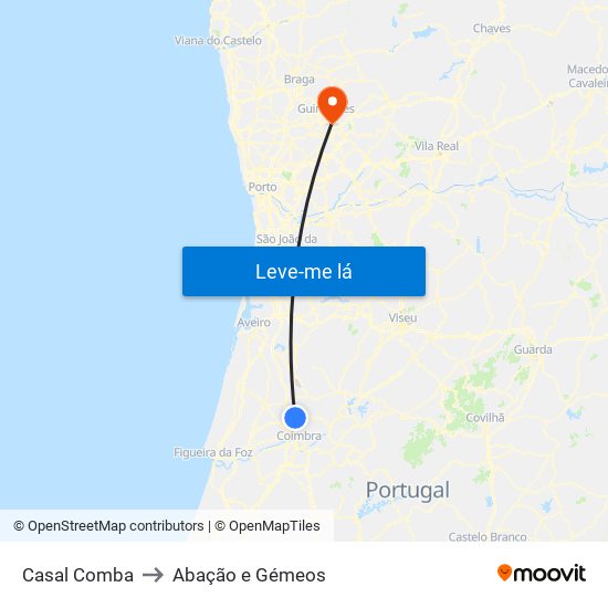 Casal Comba to Abação e Gémeos map