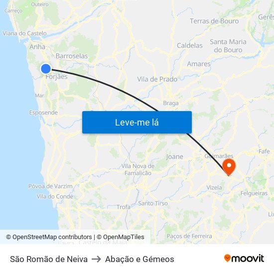 São Romão de Neiva to Abação e Gémeos map