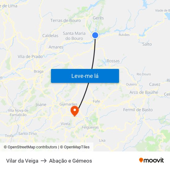 Vilar da Veiga to Abação e Gémeos map