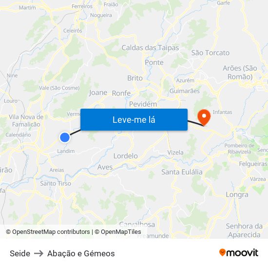 Seide to Abação e Gémeos map