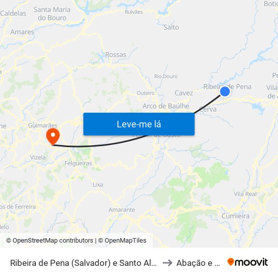 Ribeira de Pena (Salvador) e Santo Aleixo de Além-Tâmega to Abação e Gémeos map