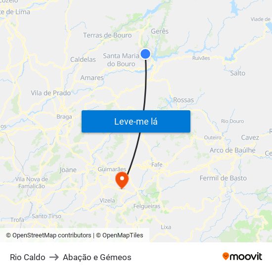 Rio Caldo to Abação e Gémeos map