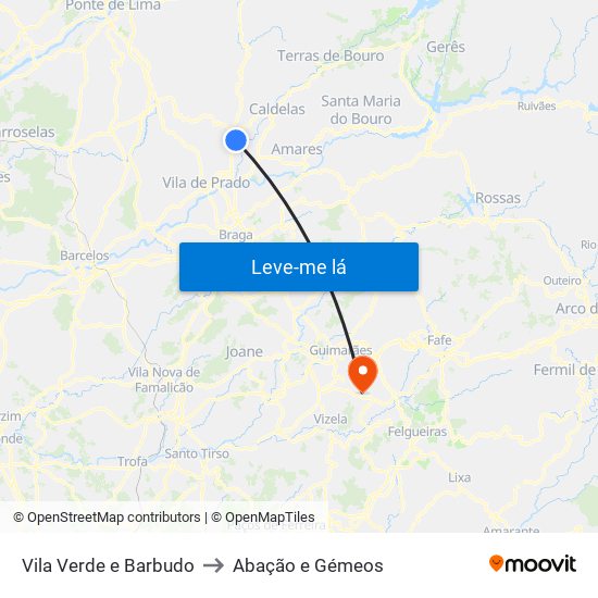 Vila Verde e Barbudo to Abação e Gémeos map