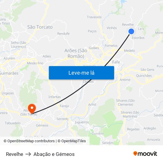 Revelhe to Abação e Gémeos map