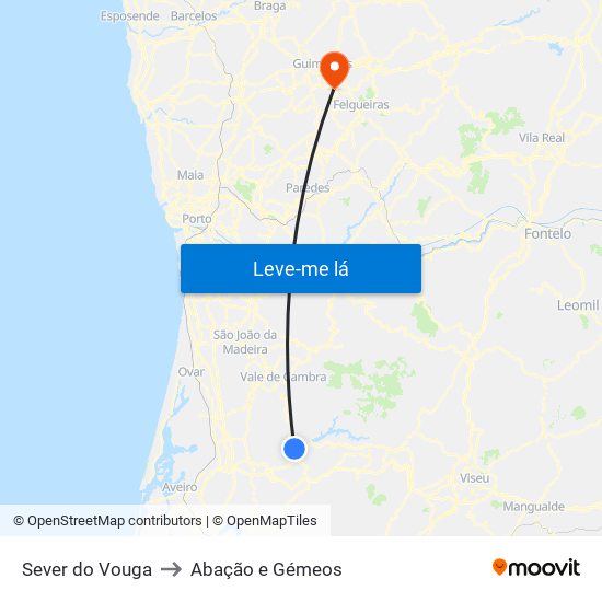 Sever do Vouga to Abação e Gémeos map