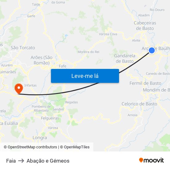 Faia to Abação e Gémeos map