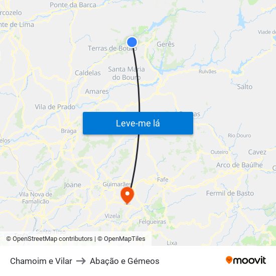 Chamoim e Vilar to Abação e Gémeos map