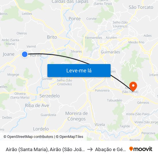Airão (Santa Maria), Airão (São João) e Vermil to Abação e Gémeos map