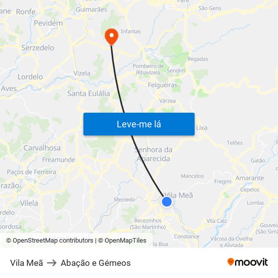 Vila Meã to Abação e Gémeos map