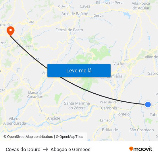 Covas do Douro to Abação e Gémeos map