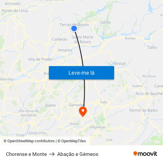 Chorense e Monte to Abação e Gémeos map