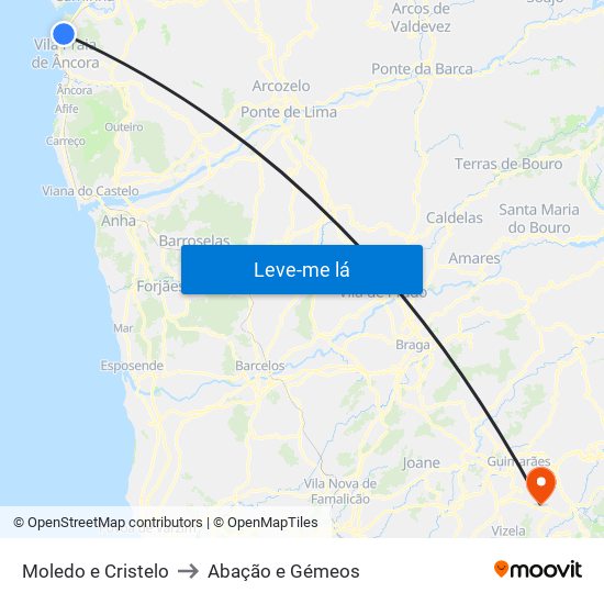 Moledo e Cristelo to Abação e Gémeos map