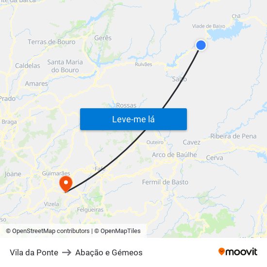 Vila da Ponte to Abação e Gémeos map