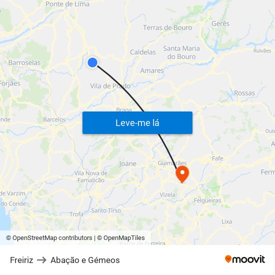 Freiriz to Abação e Gémeos map