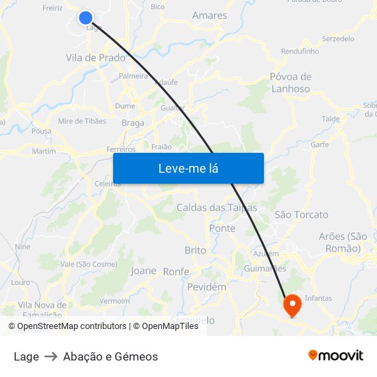 Lage to Abação e Gémeos map