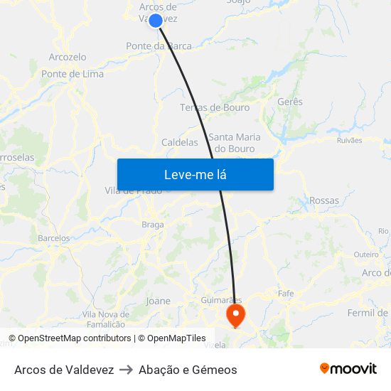 Arcos de Valdevez to Abação e Gémeos map