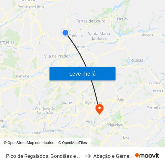 Pico de Regalados, Gondiães e Mós to Abação e Gémeos map