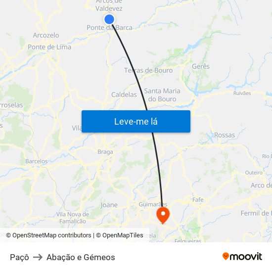 Paçô to Abação e Gémeos map