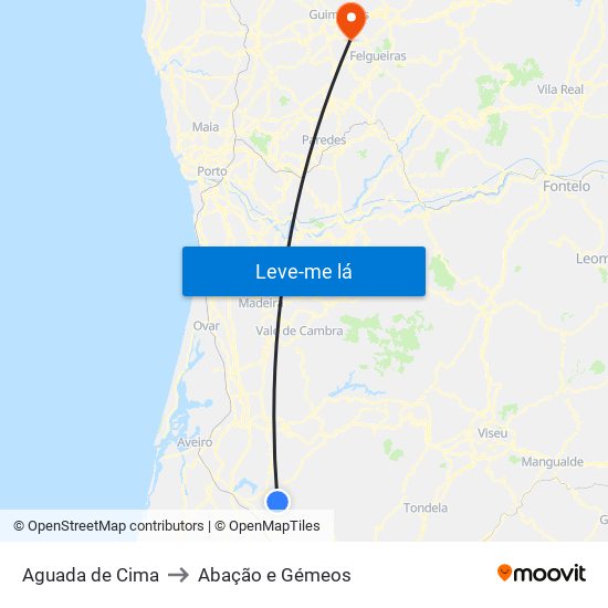 Aguada de Cima to Abação e Gémeos map