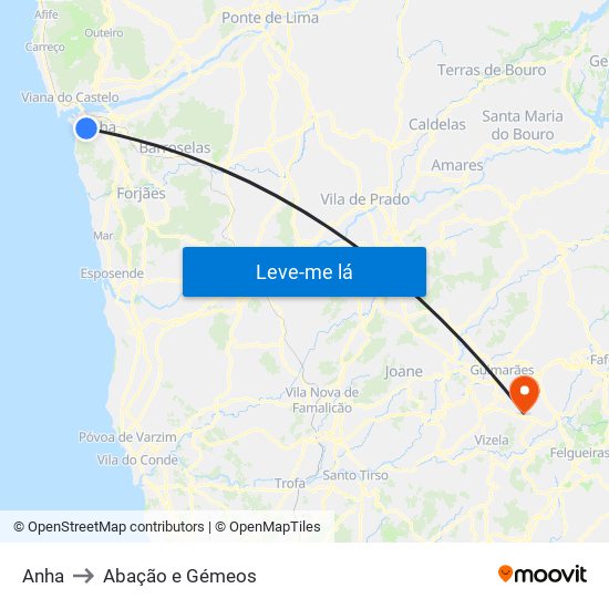 Anha to Abação e Gémeos map