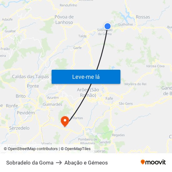 Sobradelo da Goma to Abação e Gémeos map