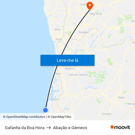 Gafanha da Boa Hora to Abação e Gémeos map