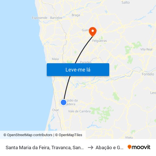 Santa Maria da Feira, Travanca, Sanfins e Espargo to Abação e Gémeos map