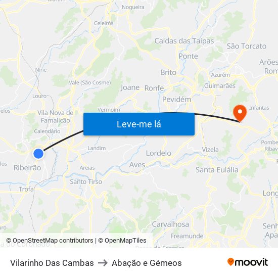 Vilarinho Das Cambas to Abação e Gémeos map