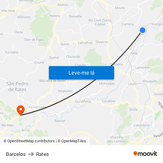 Barcelos to Rates map