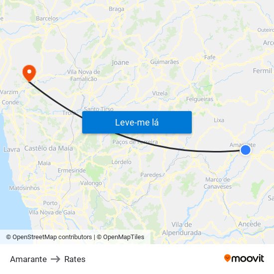 Amarante to Rates map