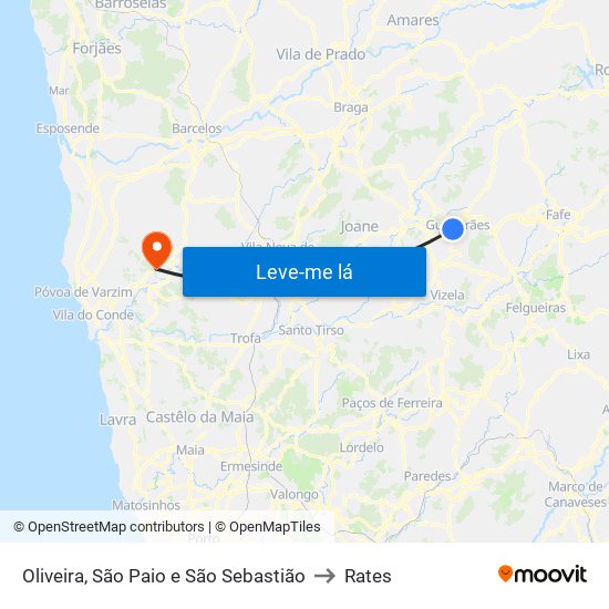 Oliveira, São Paio e São Sebastião to Rates map