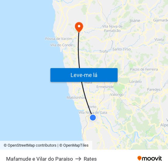 Mafamude e Vilar do Paraíso to Rates map