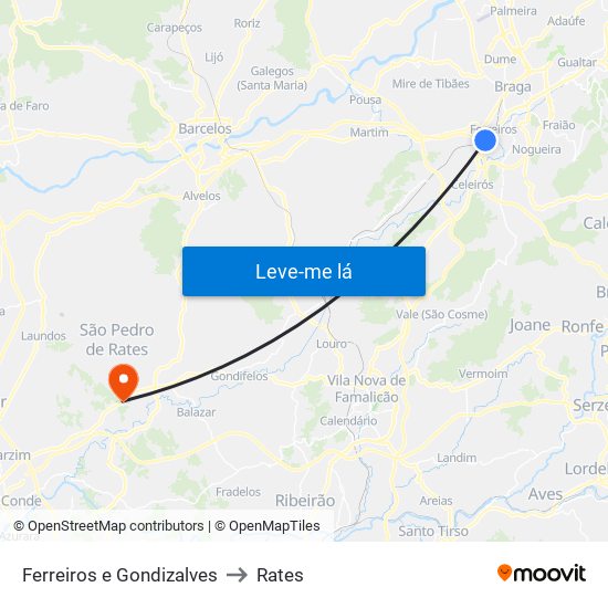 Ferreiros e Gondizalves to Rates map