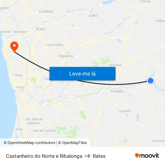 Castanheiro do Norte e Ribalonga to Rates map