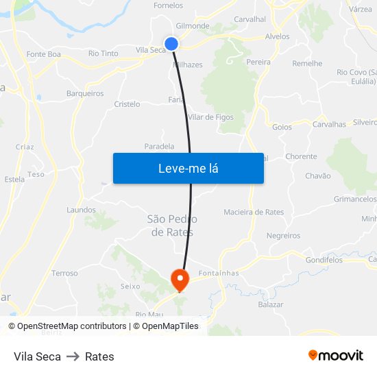 Vila Seca to Rates map