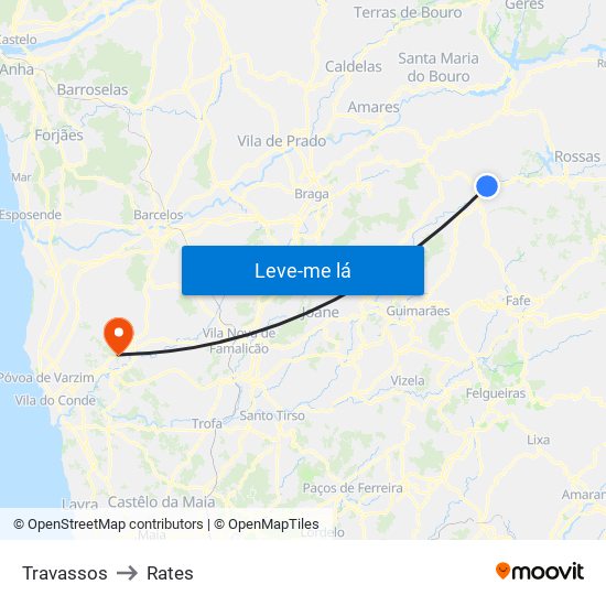 Travassos to Rates map