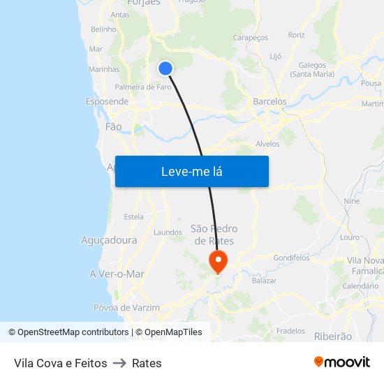 Vila Cova e Feitos to Rates map