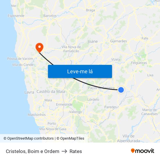 Cristelos, Boim e Ordem to Rates map