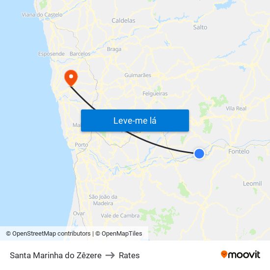 Santa Marinha do Zêzere to Rates map