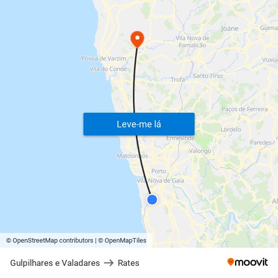 Gulpilhares e Valadares to Rates map