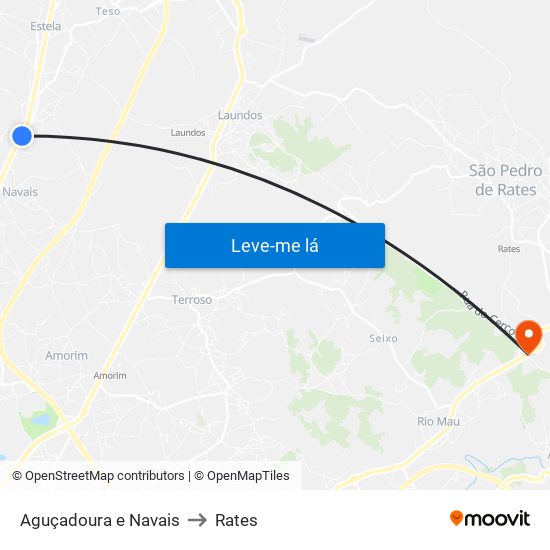 Aguçadoura e Navais to Rates map