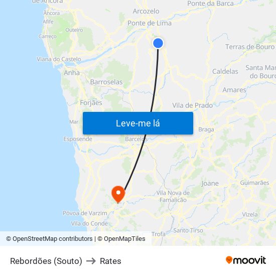 Rebordões (Souto) to Rates map