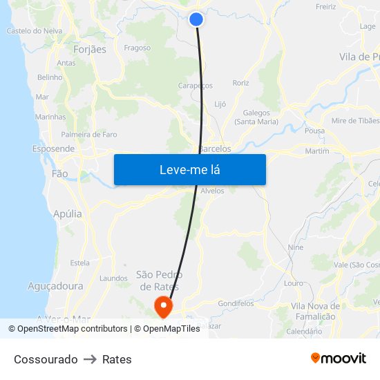 Cossourado to Rates map