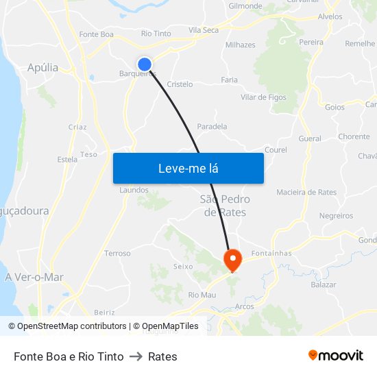 Fonte Boa e Rio Tinto to Rates map