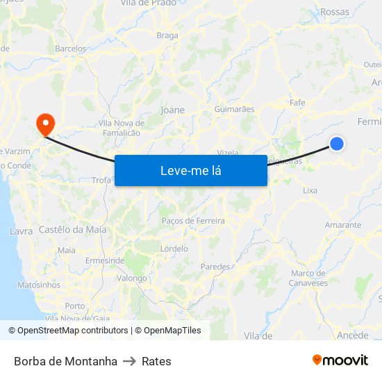 Borba de Montanha to Rates map