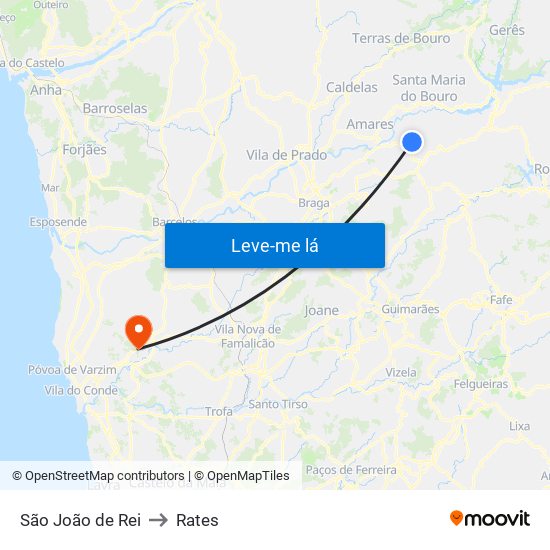 São João de Rei to Rates map