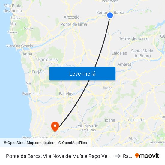 Ponte da Barca, Vila Nova de Muía e Paço Vedro de Magalhães to Rates map