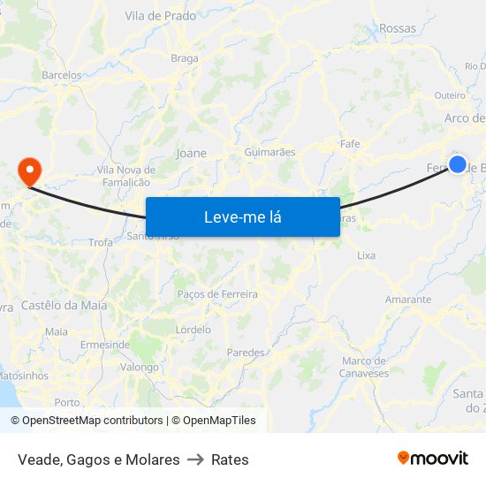 Veade, Gagos e Molares to Rates map